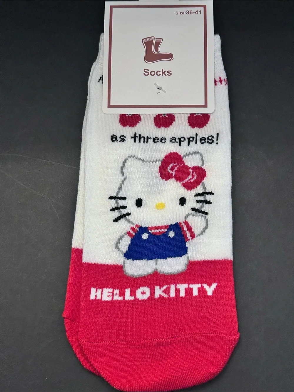 Sanrio Hello Kitty Set of (5) Five Pairs White, Red, Pink & Blue Character Socks